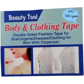 Beauty Tool Bra Tape, Magic Double Sided Invisible Stickers Tape One-Off Body Clothing Bra Strip For Women  Pack of 60