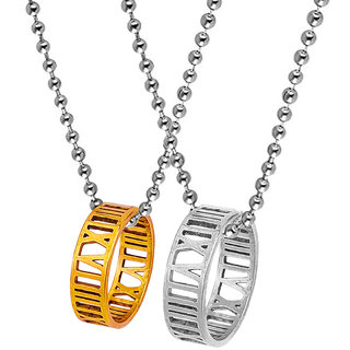                       Infinity Double Circle  Set Of 2 Couple Silver And Gold Stainless Steel  Love  Pendant                                              