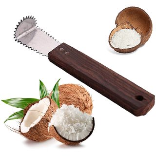                       MDB TRADE Stainless Steel, Wood Coconut Scrapper, Vintage Kitchen Tool Set Pack of 1 PCS, Silver and Brown                                              