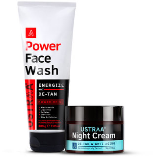                       Ustraa Power Face Wash De-Tan - 200g And Night Cream - 50g                                              