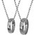 Silver  Plated  Set Of 2 Wedding Band Ring With Crystal White Stone  Stainless Steel  Pendant