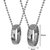 Silver  Plated  Set Of 2 Wedding Band Ring With Crystal White Stone  Stainless Steel  Pendant