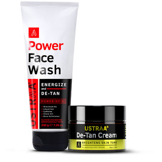                       Ustraa Power Face Wash De-tan - 200g And De-tan Face Cream - 50g                                              