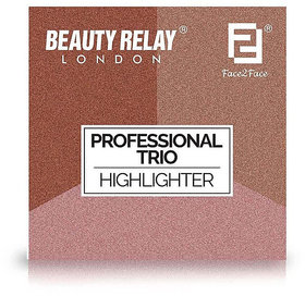 Beauty Relay London-Face 2 Face Professional Trio Highlighter With 3 Shades (Malloy ,Orchid Angelic)
