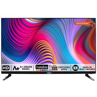 AKAI 80 cm (32 Inches) HD Ready Smart LED TV AKLT32S-DFL9W (Black) (2022 Model) Frameless with Voice Remote