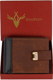 Krosshorn Men Brown Faux Leather Regular RFID Wallet