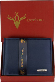 Krosshorn Men Blue Faux Leather Regular RFID Wallet