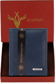 Krosshorn Men Casual Blue Artificial Leather RFID Wallet