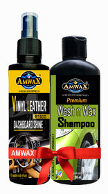 Amwax Dashboard Polish 200 Ml + Wash N Wax Shampoo 250 Ml