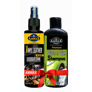                       Amwax Dashboard Polish 200 Ml + Wash N Wax Shampoo 250 Ml                                              
