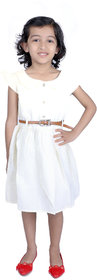 Kid Kupboard Cotton Sleeveless White Dress for Girl's