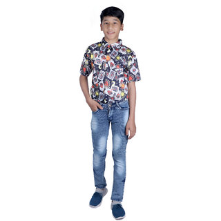 Kid Kupboard Cotton Half Sleeves Multicolor Shirt for Boy's