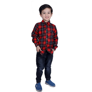                       Kid Kupboard Cotton Full Sleeves Red Shirt for Boy's (Pack of 1)                                              