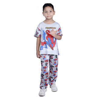                       Kid Kupboard Cotton Half Sleeves T-Shirt and Track Pant for Boy's                                              