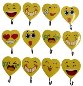 Beauty Tool Smile Face Strong Hook and Stainless Steel Smiley Hook Multipurpose Strong Hooks for Wall with Sticker  Pac