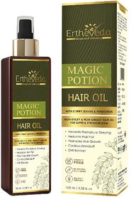 Ertheveda Magic Potion Hair Oil with Curry Leaves  Fenugreek - Hair Growth  Hair Fall Control - No Mineral Oil