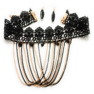                       party wear black lace choker set for girls                                              