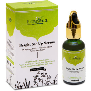                       Ertheveda Bright Me Up Face Serum with 1 Alpha Arbutin  Niacinamide for Brightened Skin, Acne Scars, Anti pigmentation                                              