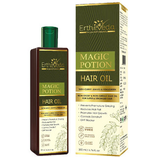 Ertheveda Magic Potion Hair Oil 200 ml with Curry Leaves  Fenugreek - Hair Growth  Hair Fall Control - No Mineral Oil