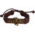 M Men Style Religious Lord Shiv Om Trishul Green Leather   Bracelet