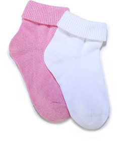 Honeybun Baby Boys or Baby Girls Cotton Assorted Color Socks Pack of 2 Pairs (90) (0-6 Months)
