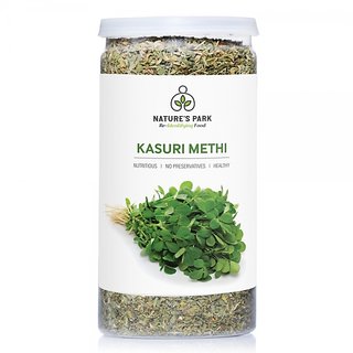 Nature's Park Kasuri Methi (Fenugreek Leaves) - Used to Enhance Flavour (Pet Jar) 45 g Nature's Park Kasuri Methi (Fenugreek Leaves) - Used to Enhance Flavour (Pet Jar) 45 g
