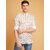 2DUDES BY RDG Men's Printed White Poly Linen Banded Collar Slim Fit Casual Kurta Shirt