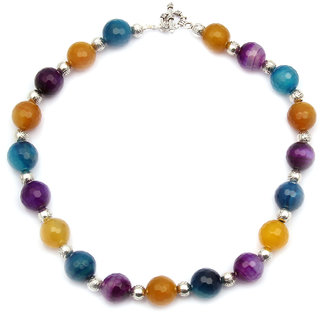                       Colour Rendezvous 18 Multi Agate Beads Necklace                                              