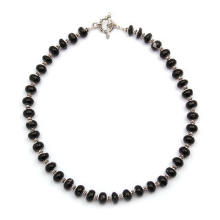                       Felicity 18 Black Agate Gemstone Beads Necklace                                              