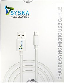 Syska CC10 1.2 m Micro USB Cable (Compatible with All Phones With Micro USB Port, White, One Cable)