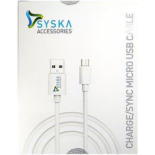 Syska CC10 1.2 m Micro USB Cable (Compatible with All Phones With Micro USB Port, White, One Cable)