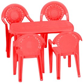 Nilkamal Toyset For Kids 4 Toy Chair And 1 Table- Multi Color