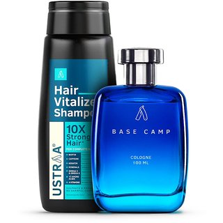                       Ustraa Hair Vitalizer Shampoo - 250ml And Base Camp Cologne - 100ml                                              