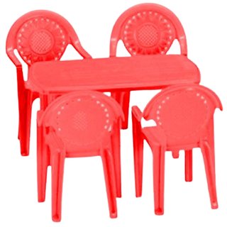                       Nilkamal Toyset For Kids 4 Toy Chair And 1 Table- Multi Color                                              