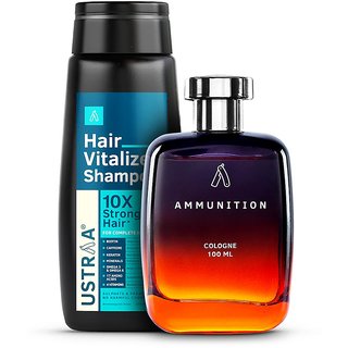                       Ustraa Hair Vitalizer Shampoo 250ml And Ammunition Cologne 100ml                                              