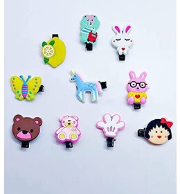 Lasaka Teddy Hair Clips Set Of 10 Pcs For Kids Girls Toddler Hair Accessories LSK-008 (Multicolor)