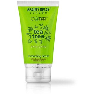                       BEAUTYRELAY LONDON-Tea Tree Face Scrub -Remove dead skin ,brightening -With Rose Absolute and Vitamin-E (180g)                                              