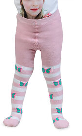 Barbie Cute Prints Knitted Tights for Baby Girls By Bonjour  - Baby Pink