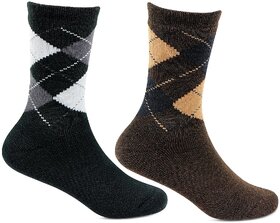 Bonjour Kids Argyle Multicoloured Woolen Crew Length Socks- Pack of 2