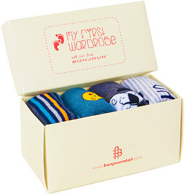Bonjour Multicolored Cushioned Socks For Newborn