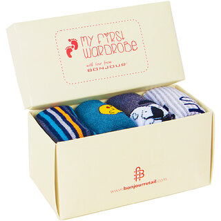                       Bonjour Multicolored Cushioned Socks For Newborn                                              