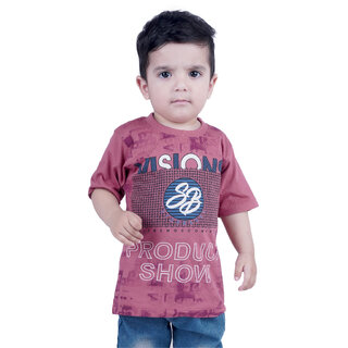                       Kid Kupboard Cotton Half-Sleeves Light Pink T-Shirts for Baby Boy's                                              