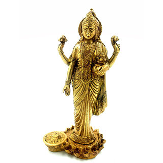                       Arihant Craft Hindu Goddess Lakshmi Idol Laxmi statue Maa Lakshmi Sculpture Hand Work Showpiece  25 cm (Brass, Gold)                                              