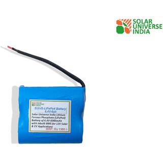 Solar universe india 6.4V-6ah LiFePo4 Battery with BMS Lithium Solar Battery