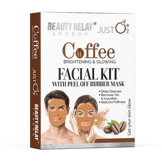                       BEAUTYRELAY LONDON-Charcoal Coffee Facial Kit With Peel Off Rubber Mask-removes dirt and pollutants,brightens -60g                                              