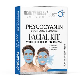                       BEAUTYRELAY LONDON-Charcoal Phycocyanin Facial Kit with Peel off Rubber Mask- heals, removes impurities, blackheads -60g                                              