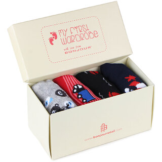                       Bonjour Multicolored Designer Socks For Newborn                                              