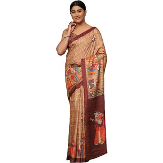                       MISHRI COLLECTION Women Saree Pure Cotton Fabric Kalamkari Digital Print Saree with Unstitched Blouse Piece (Marroncolored_Free Size 6.30 Mtr)                                              
