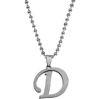                       M Men Style  English Alphabet Letter Initial D  Alphabet  Silver  Stainless Steel Name Pendant Chain                                              