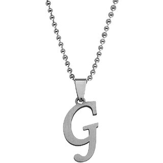                       M Men Style  English Alphabet Letter Initial G Alphabet  Silver  Stainless Steel Name Pendant Chain                                              